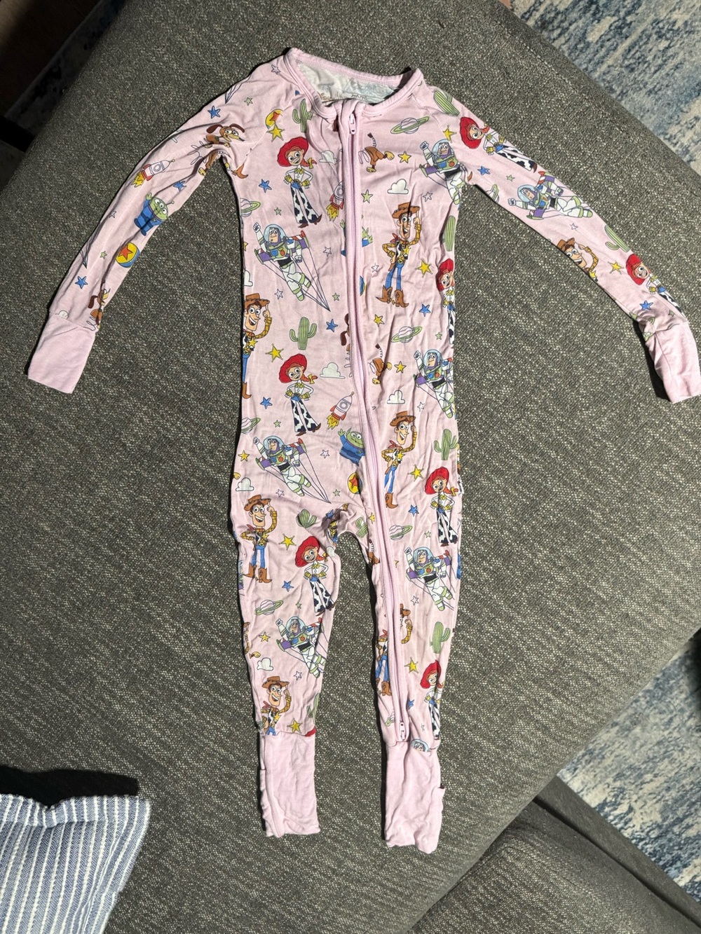 Little Sleepies Pink Toy Story Allover Character Footed One-Piece